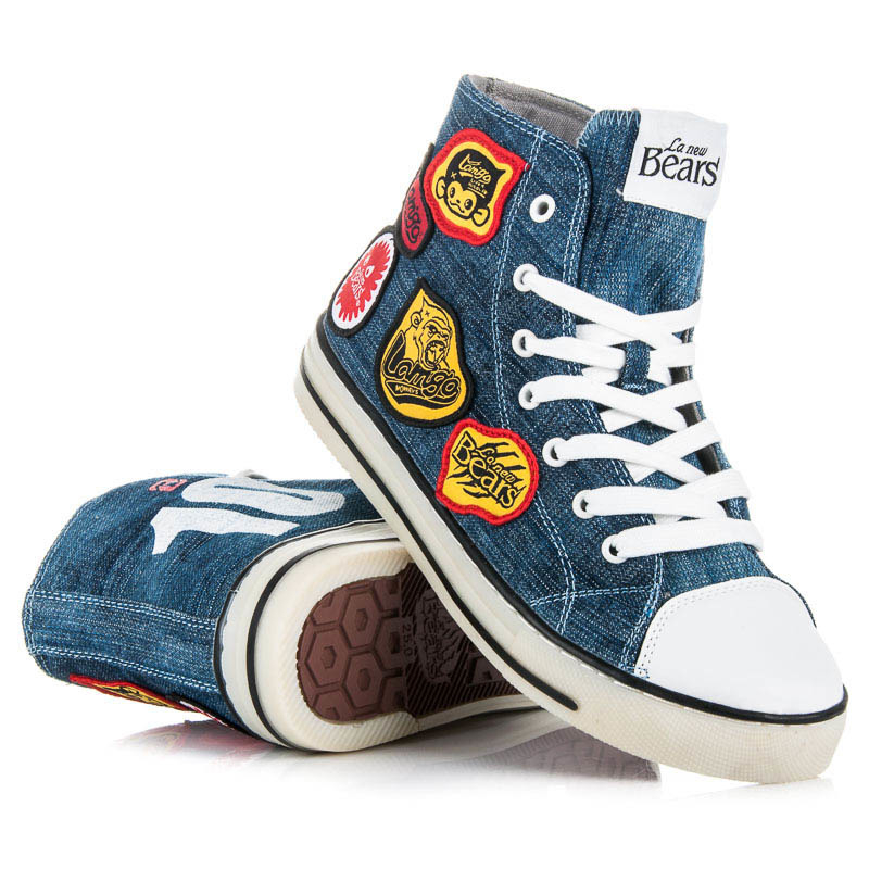 pánske džínsové tenisky s nášivkami